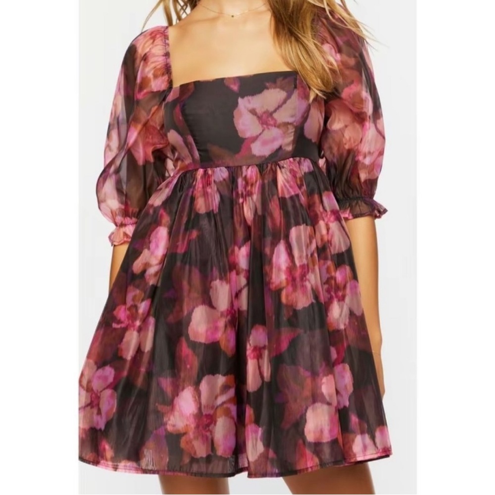 Floral babydoll mini dress